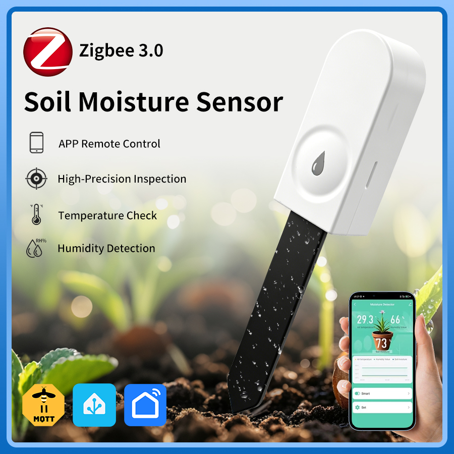 Tuya Zigbee Soil Moisture Temperature Sensor - Zigbee 3.0 Slimme Bodemvochtsensor Bodemtester Luchttemperatuur