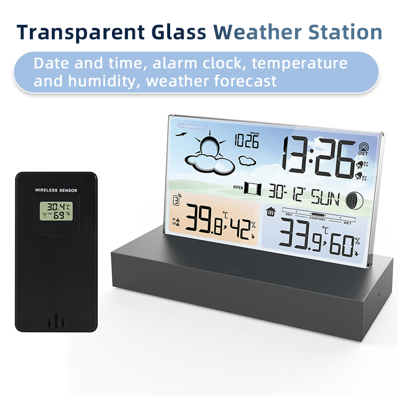 Wireless Weather Station Indoor Outdoor - Transparant weerstation binnen buiten draadloze thermometer