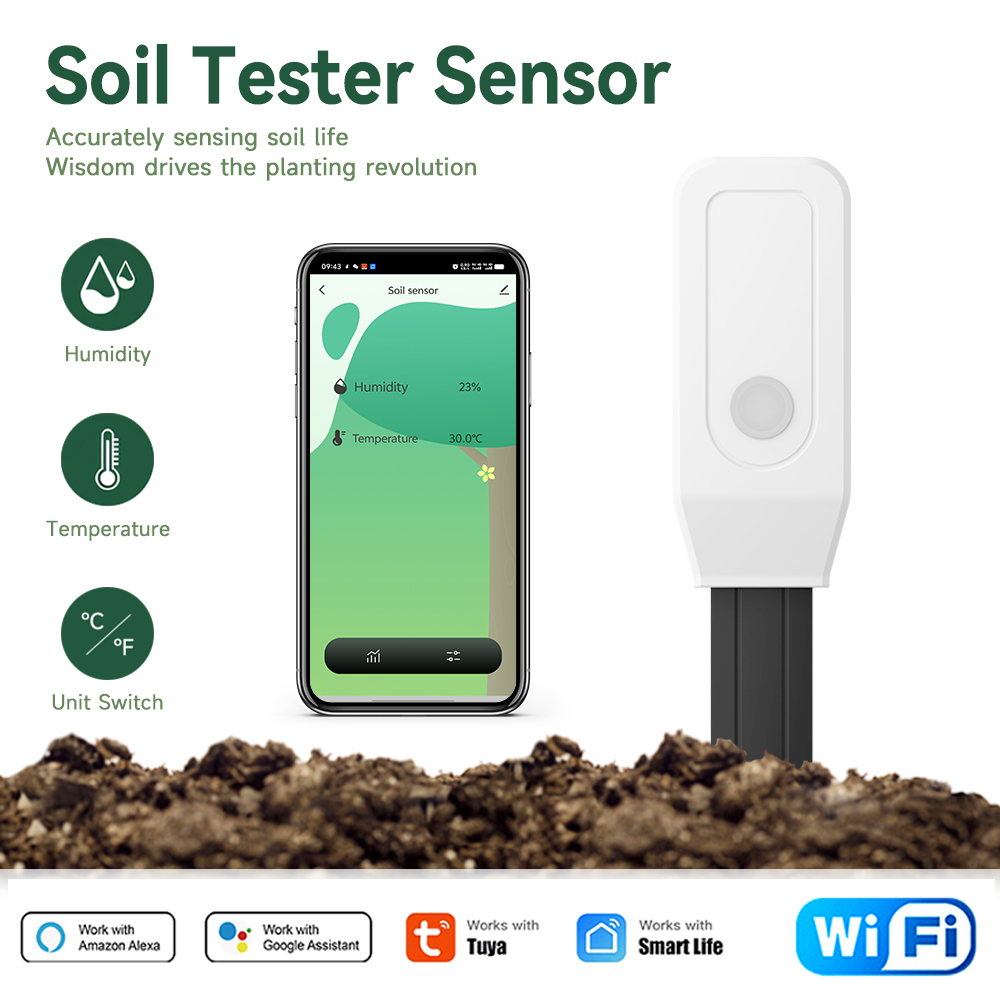 Wifi Soil Moisture Sensor Garden App - Tuya Smart wifi Bodemtester Vochtigheid Temperatuur