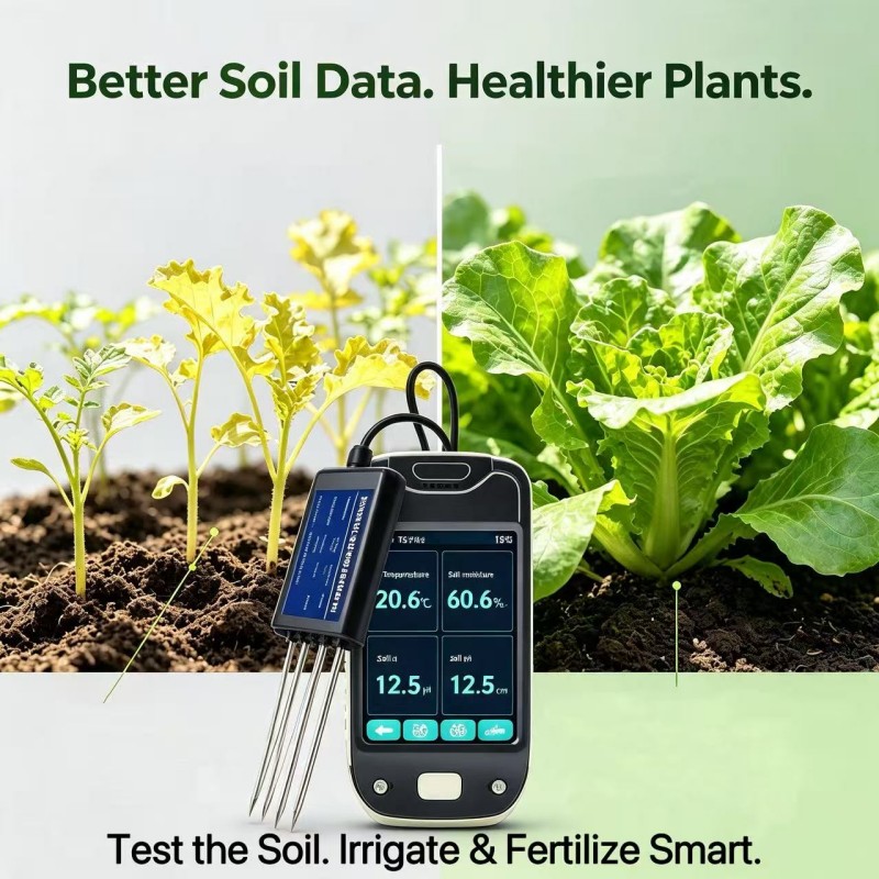 Smart Plant Sensor Soil Moisture Meter - 7-in-1 Bodemtestset met display, bodemvocht-, pH-,