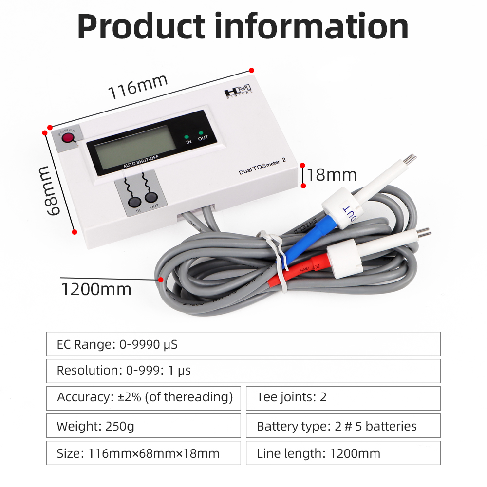 Hm Dual Sonde Water Tds Meter  - Hydroponic Ec Tds Conductivity Meter Probe recensie en prijs