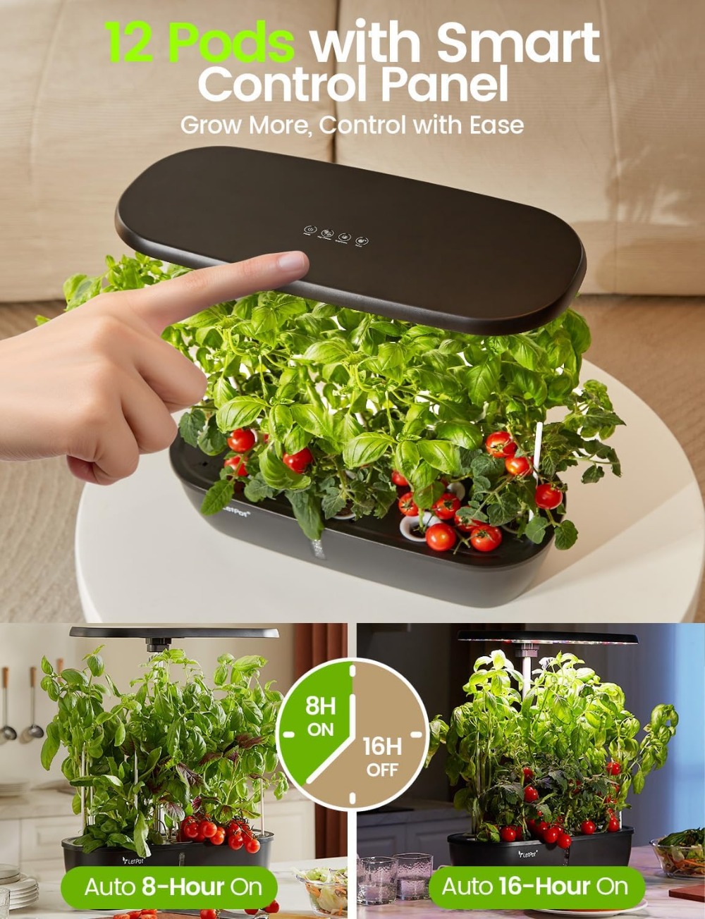 12-Pod Indoor Kruidentuin Set  - Indoor Herb Garden Grow Light Smart Kit recensie en prijs