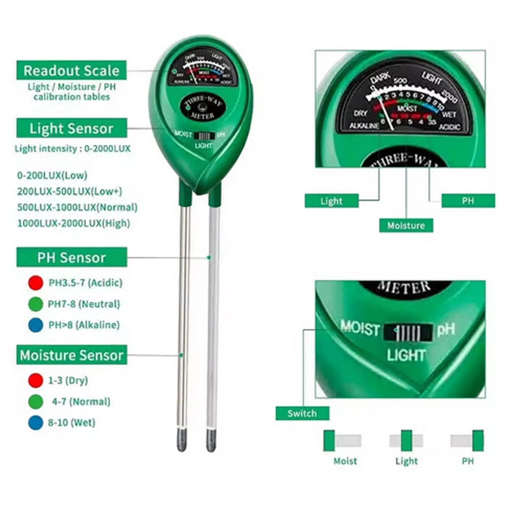 3 In 1 Vocht Zonlicht PH Meter - Soil Ph Meter 3 In 1 Moisture Sunlight recensie en prijs