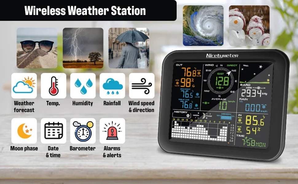 Outdoor Windsnelheid Regenval  - Wireless Weather Station Indoor Outdoor recensie en prijs